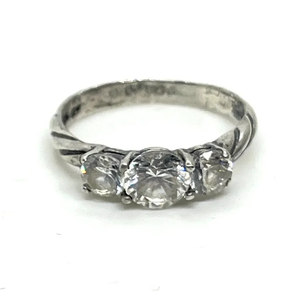 STERLING SILVER RING 925 Three Stone CZ Anniversary Promise Size 6.5